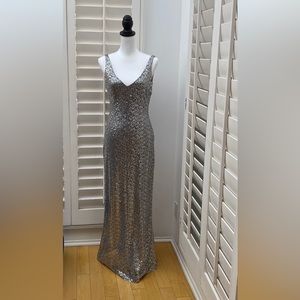 Ralph Lauren glittery silver party gown with sequins - Size 8